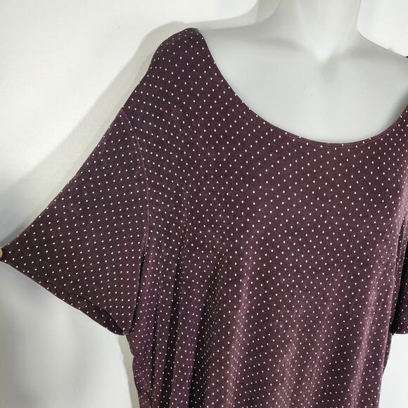 VTG Citiknits Womens Top Size 2X Slinky Stretch Polka Dots Brown Short Sleeve - Picture 6 of 9